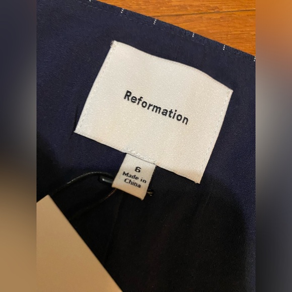 Reformation Top Delanie Midnight Stripe Size 6 Brand New NWT $168 - Picture 8 of 10